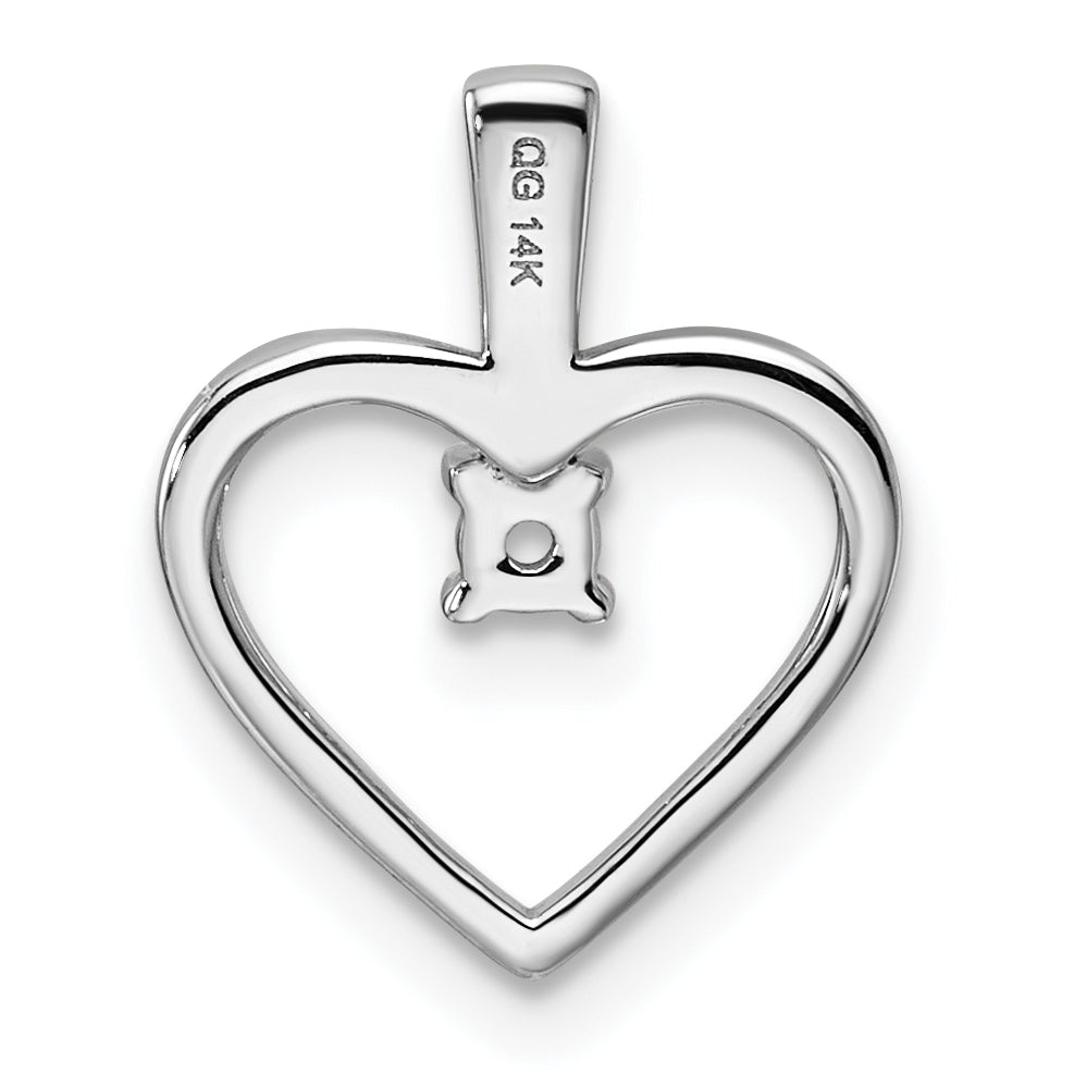 14k White Gold Heart Pendant .05ct. Mounting