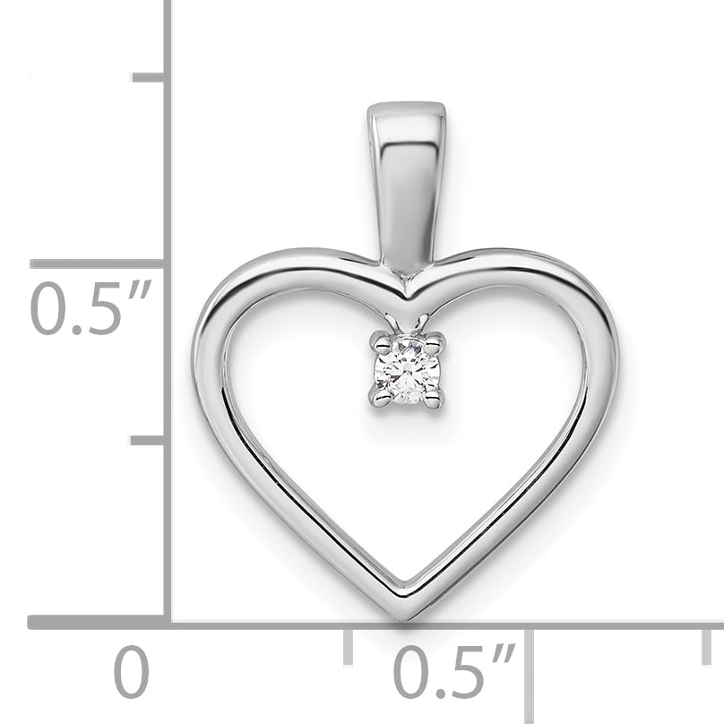 14k White Gold AA .05ct. Diamond Heart Pendant