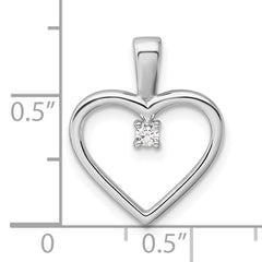 14k White Gold AA .05ct. Diamond Heart Pendant