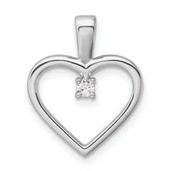 14k White Gold AA .05ct. Diamond Heart Pendant