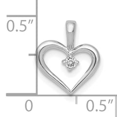 10K White Gold AA .02ct. Diamond Heart Pendant