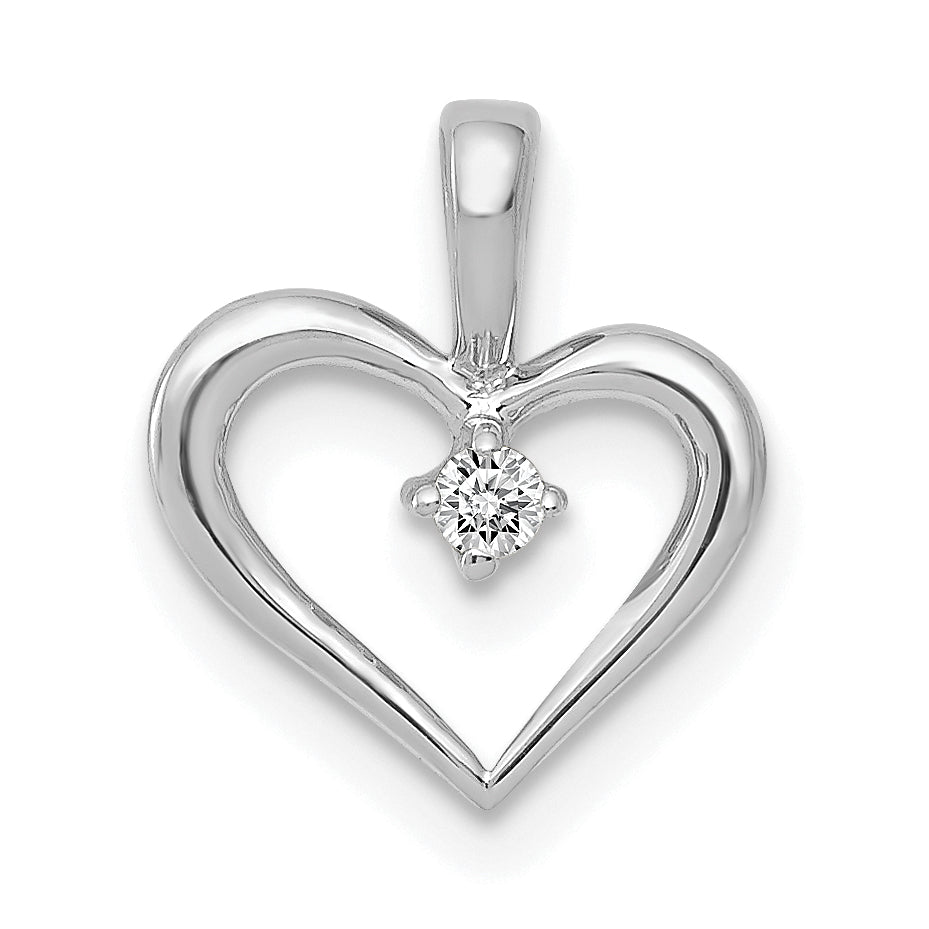 10K White Gold AA .02ct. Diamond Heart Pendant