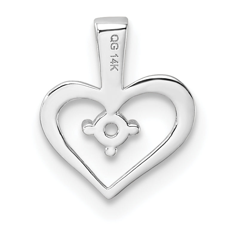 14k White Gold Heart Pendant Mounting