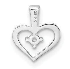 14k White Gold Heart Pendant Mounting