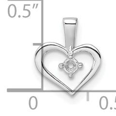 14k White Gold Heart Pendant Mounting