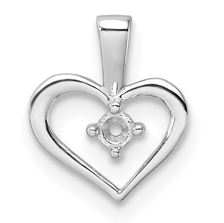 14k White Gold Heart Pendant Mounting