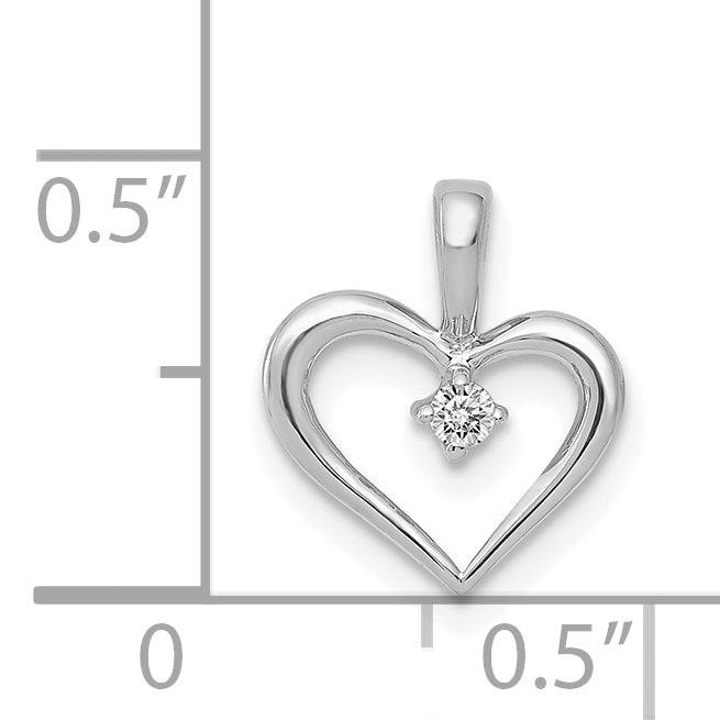 14k White Gold AA .02ct. Diamond Heart Pendant