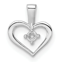 14k White Gold Heart Pendant Mounting