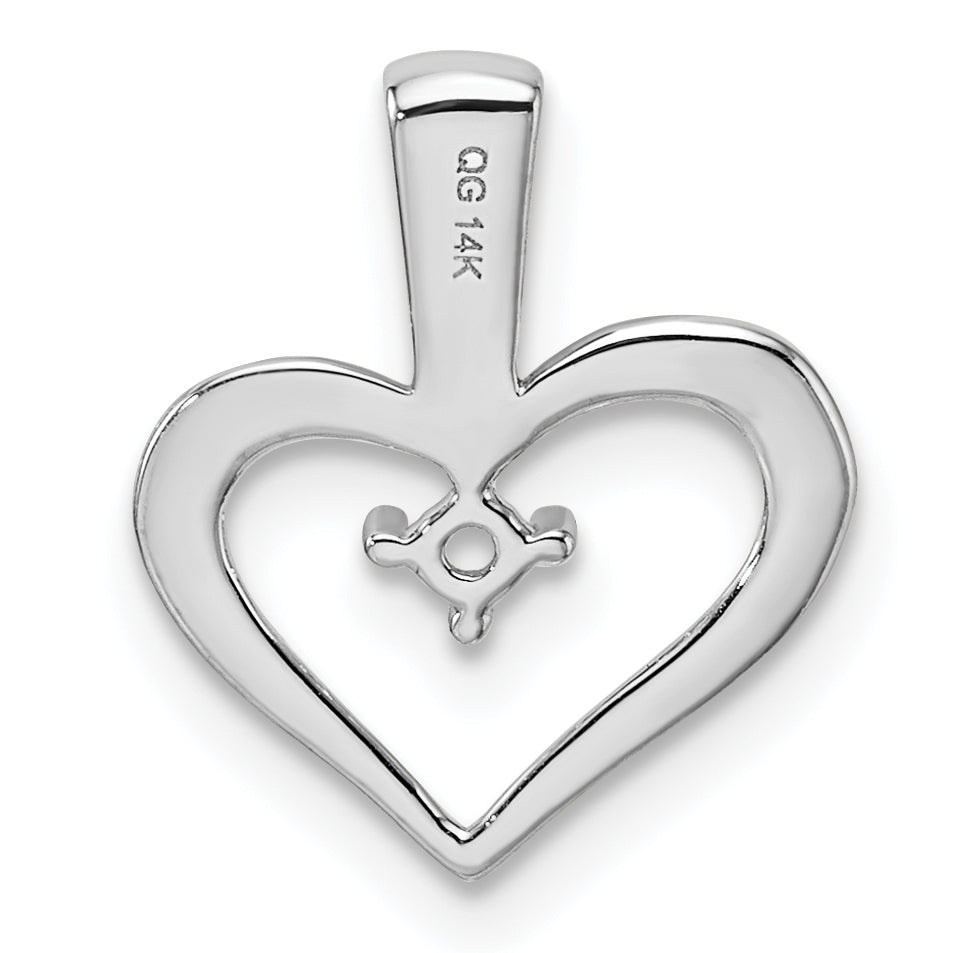 14k White Gold Heart Pendant .05ct. Mounting