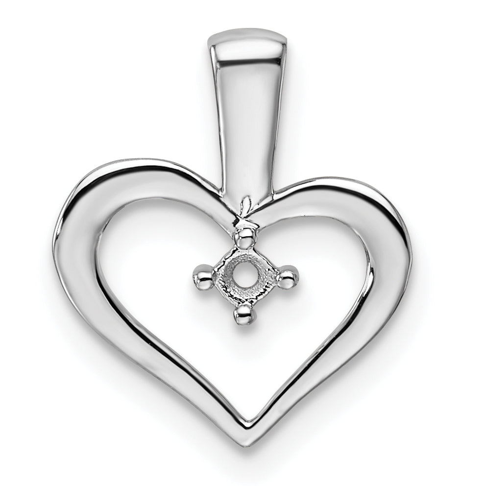 14k White Gold Heart Pendant .05ct. Mounting