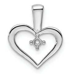 14k White Gold Heart Pendant .05ct. Mounting