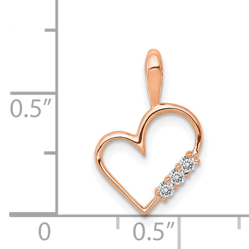 14k Rose Gold AA 1/20ct. Diamond Heart Pendant