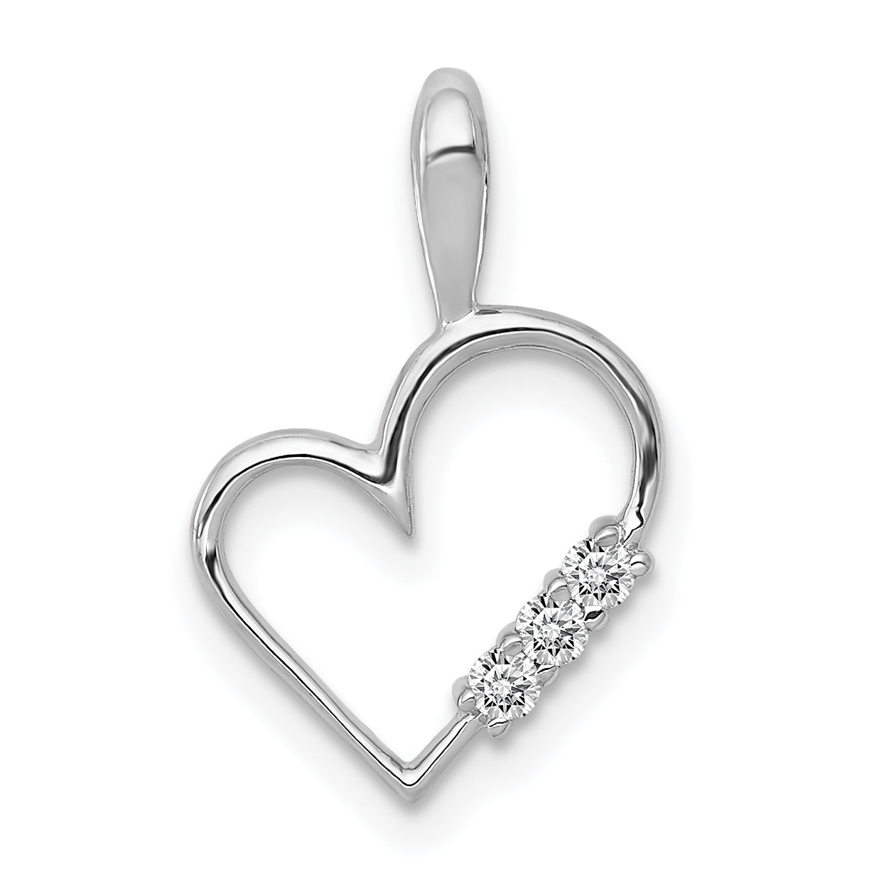 14k White Gold AA 1/20ct. Diamond Heart Pendant