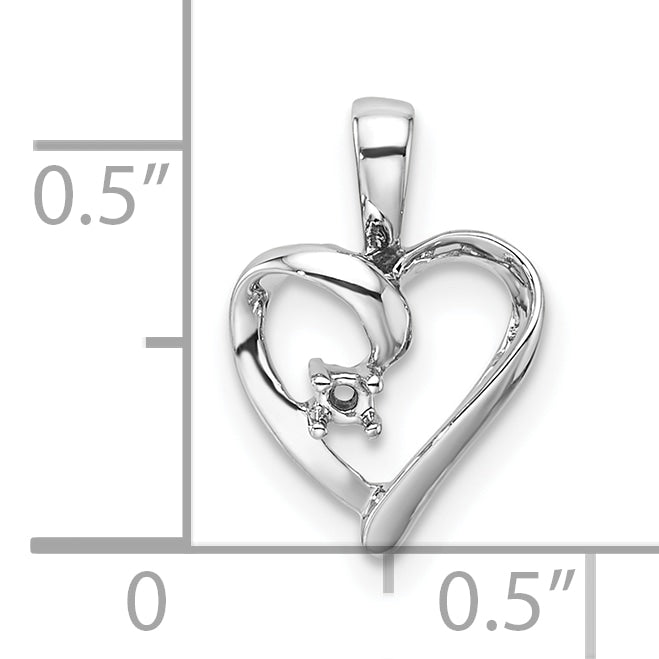 14k White Gold Heart Pendant Mounting