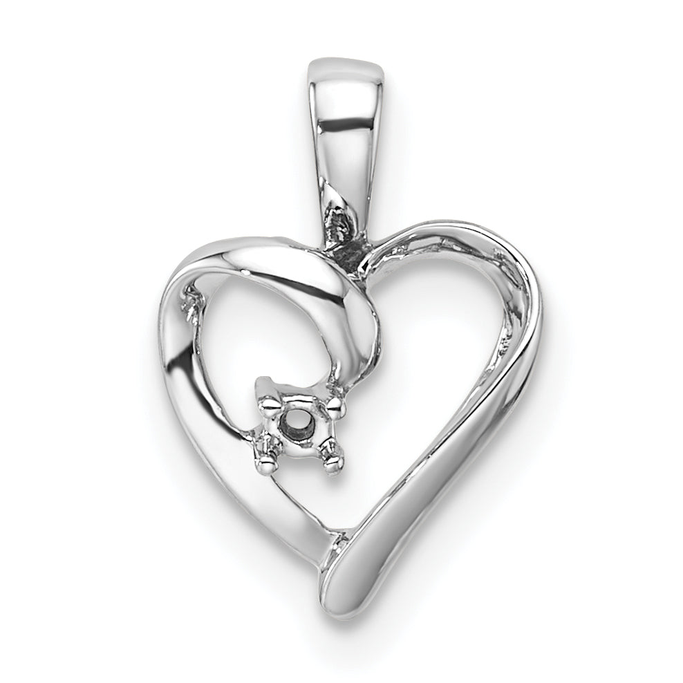 14k White Gold Heart Pendant Mounting