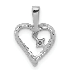 14k White Gold AA .02ct. Diamond Heart Pendant