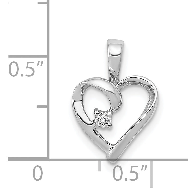 14k White Gold AA .02ct. Diamond Heart Pendant