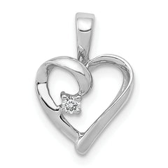 14k White Gold AA .02ct. Diamond Heart Pendant