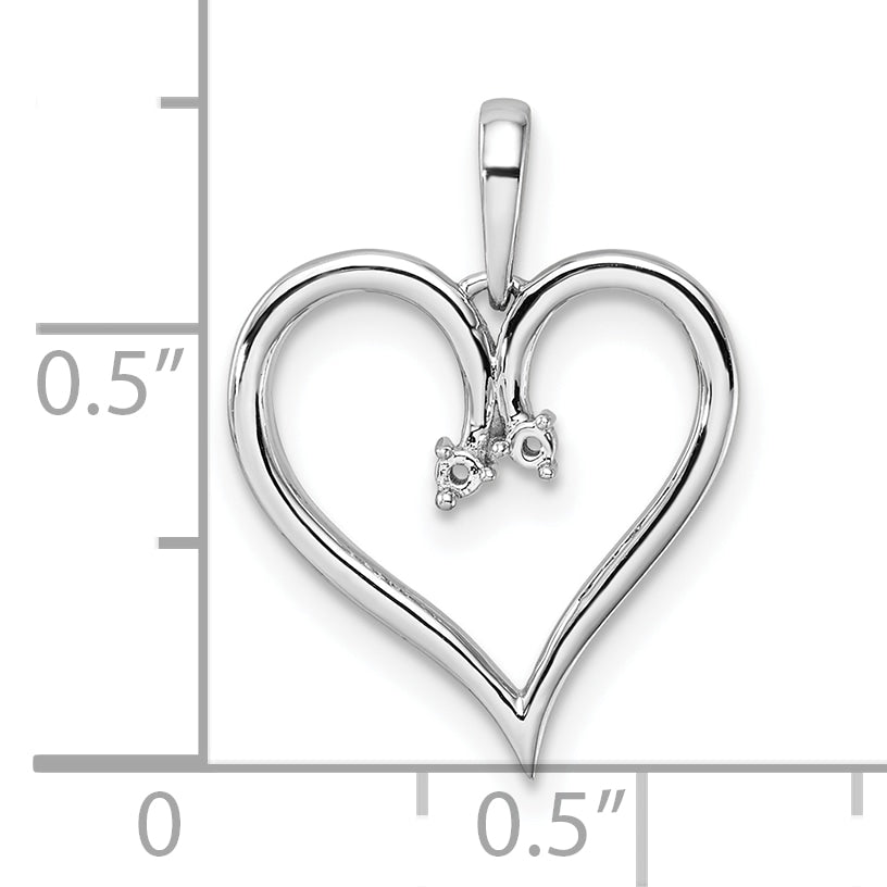 14k White Gold Heart Pendant Mounting