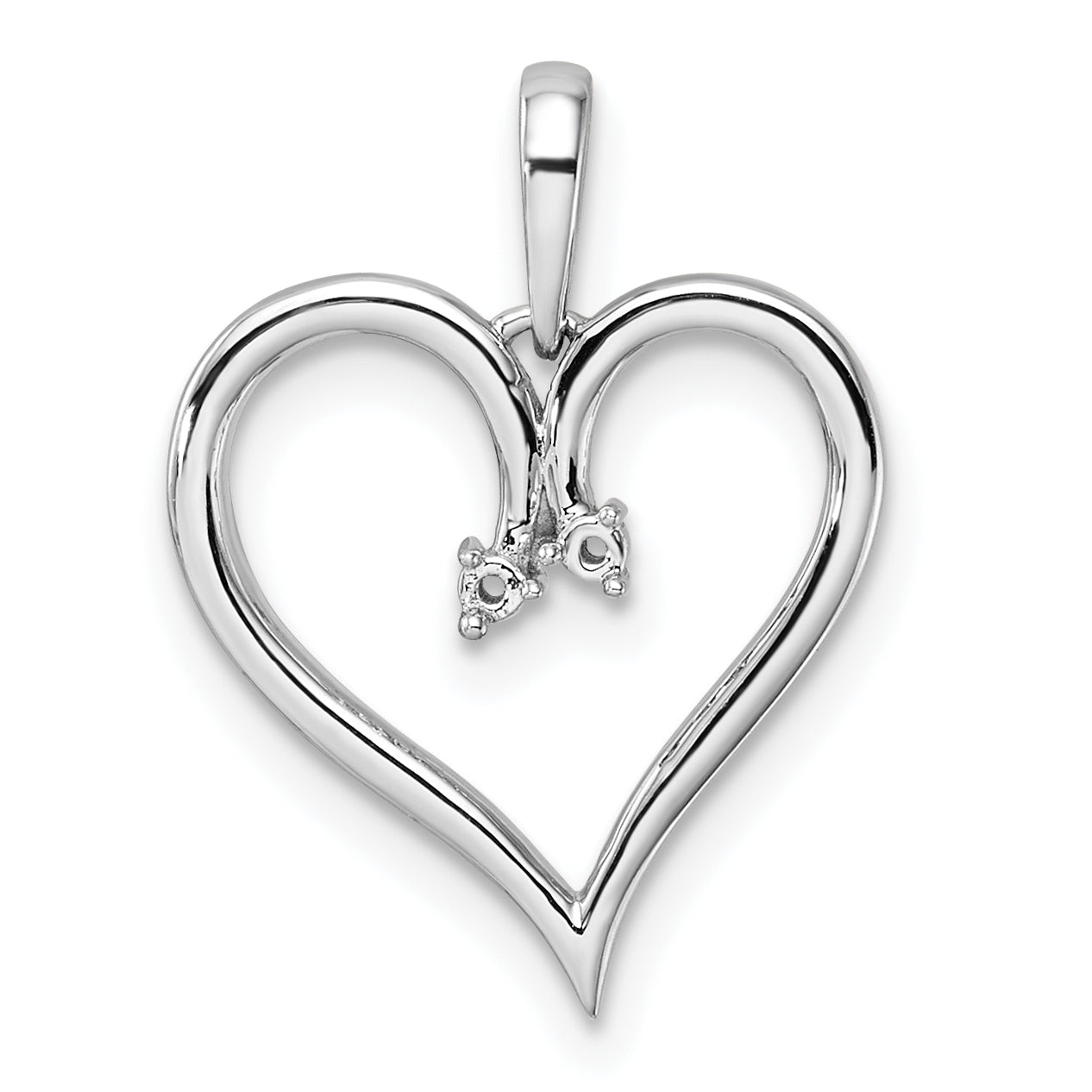 14k White Gold Heart Pendant Mounting