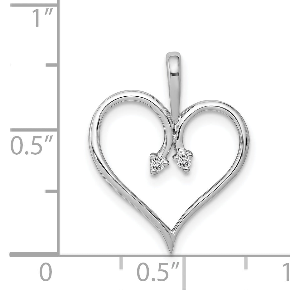 14k White Gold AA .02ct. Diamond Heart Pendant