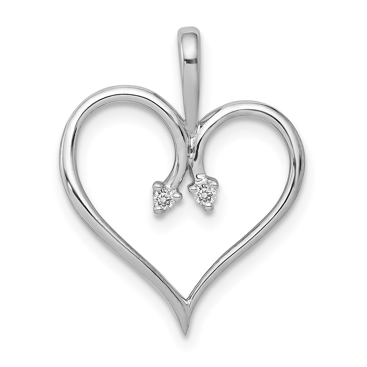 14k White Gold AA .02ct. Diamond Heart Pendant