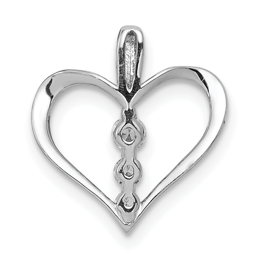 14k White Gold 1/10ct. Diamond 3-stone Heart Pendant