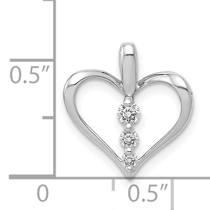 14k White Gold 1/10ct. Diamond 3-stone Heart Pendant