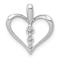 14k White Gold 1/10ct. Diamond 3-stone Heart Pendant