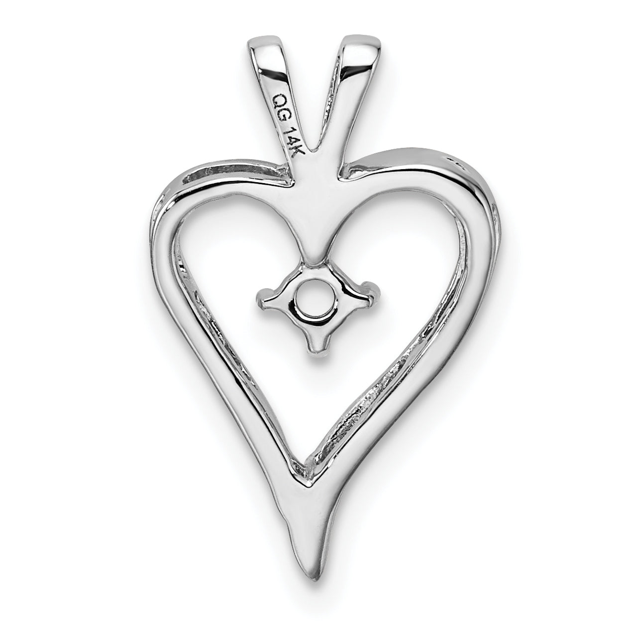 14k White Gold Heart Pendant Mounting