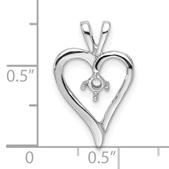 14k White Gold Heart Pendant Mounting