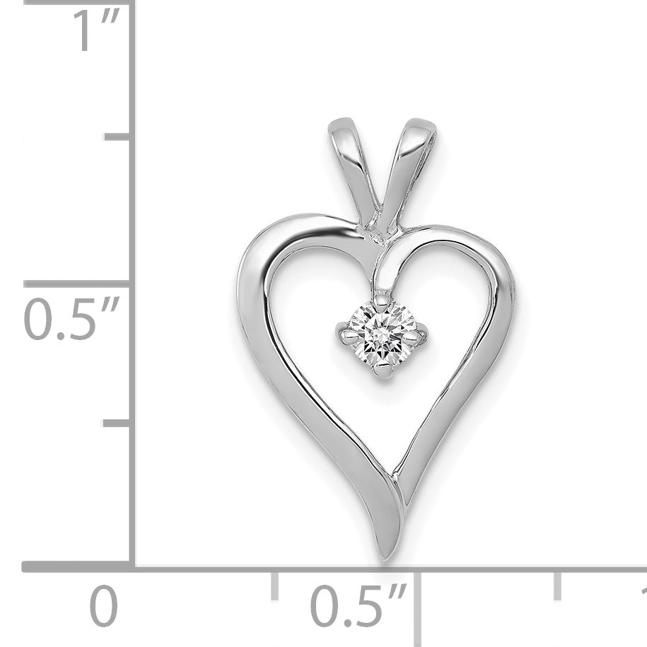 14k White Gold AA 1/10ct. Diamond Heart Pendant