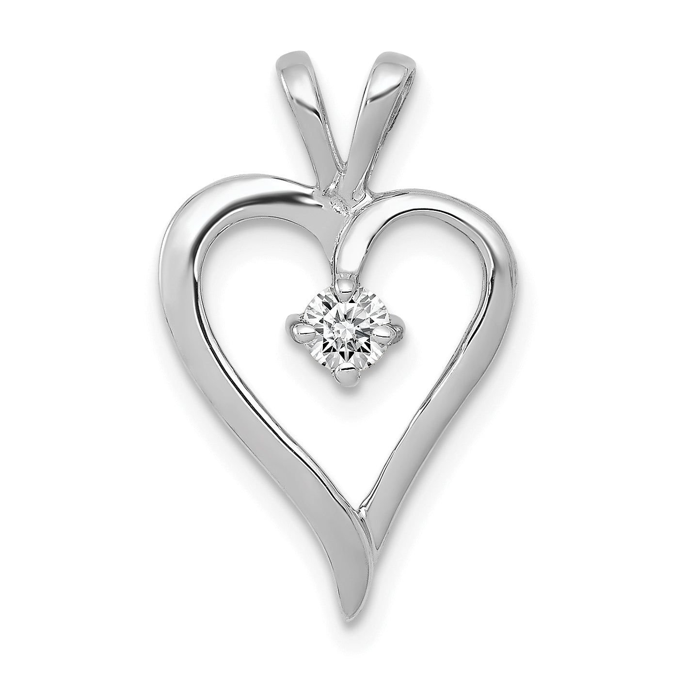 14k White Gold AA 1/10ct. Diamond Heart Pendant