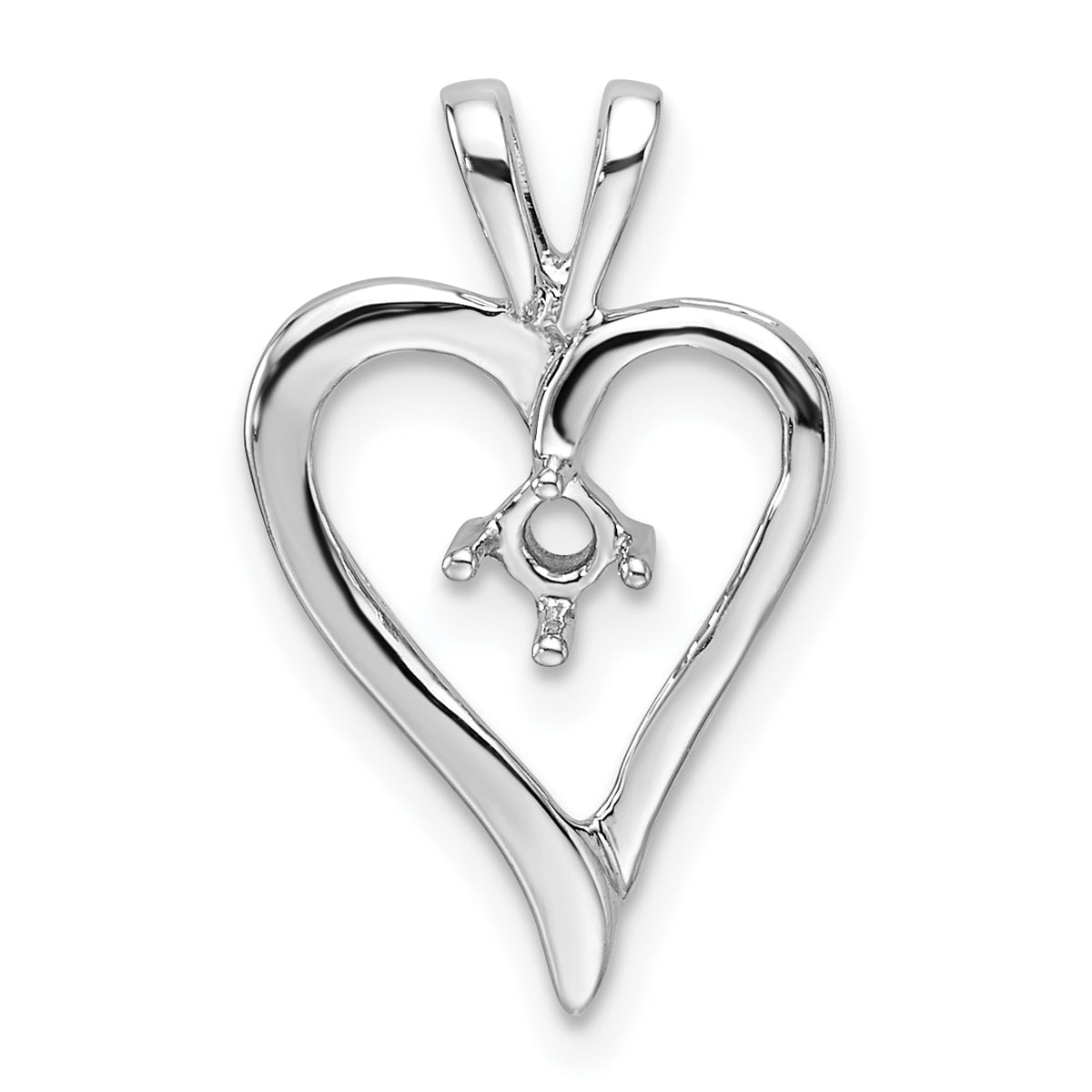 14k White Gold Heart Pendant Mounting