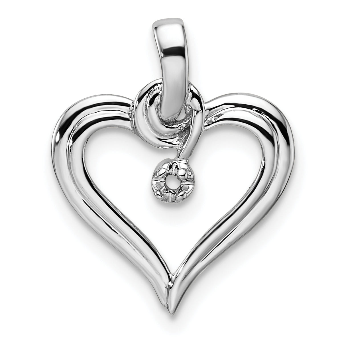 14k White Gold Heart Pendant Mounting