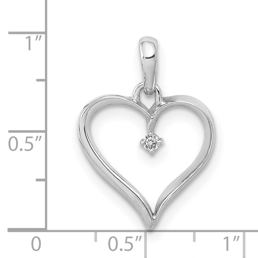 14K White Gold 1/20ct. Diamond Heart Pendant