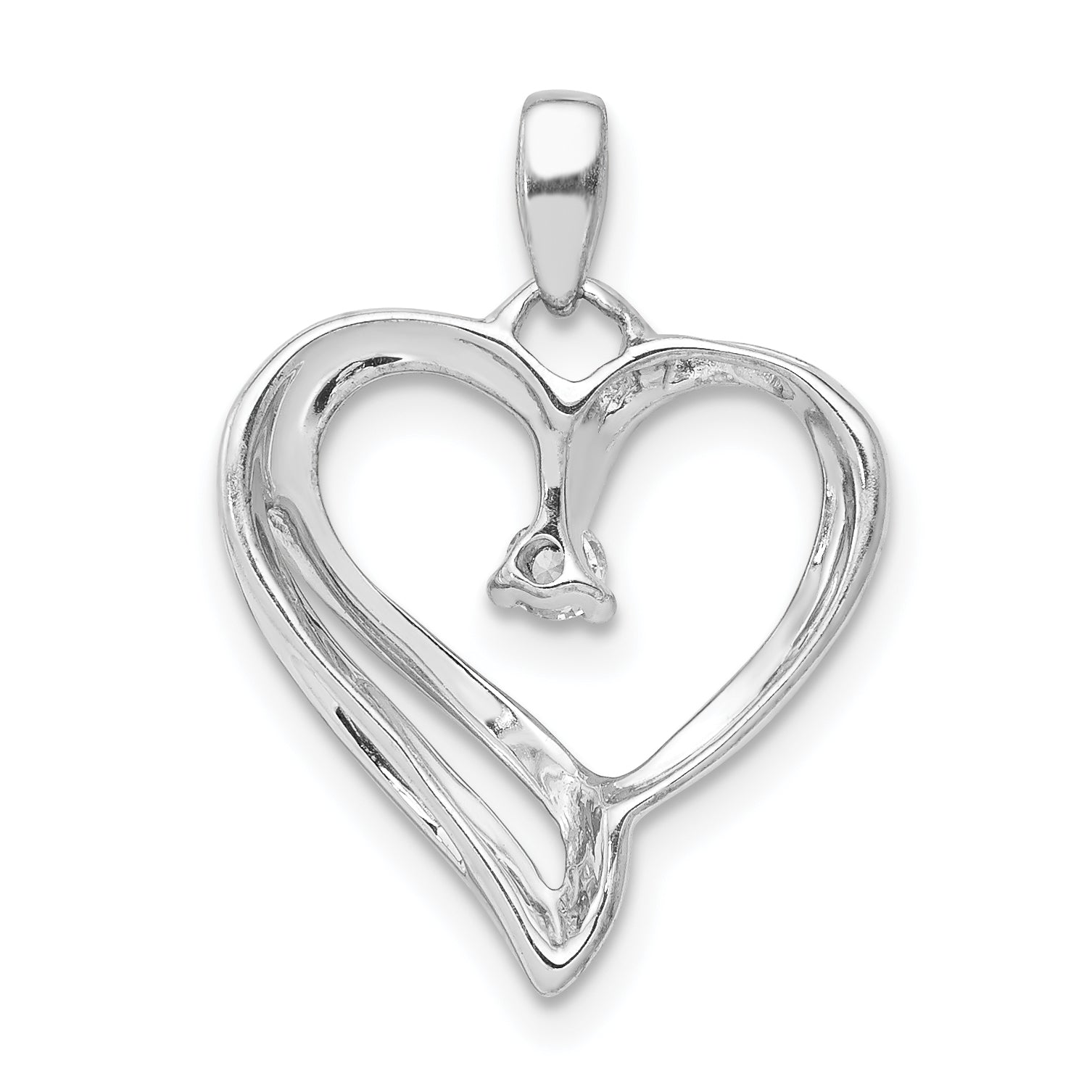 14k White Gold 1/15ct. Diamond Heart Pendant