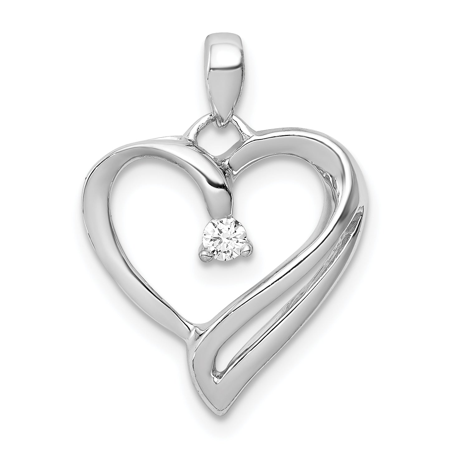 14k White Gold 1/15ct. Diamond Heart Pendant