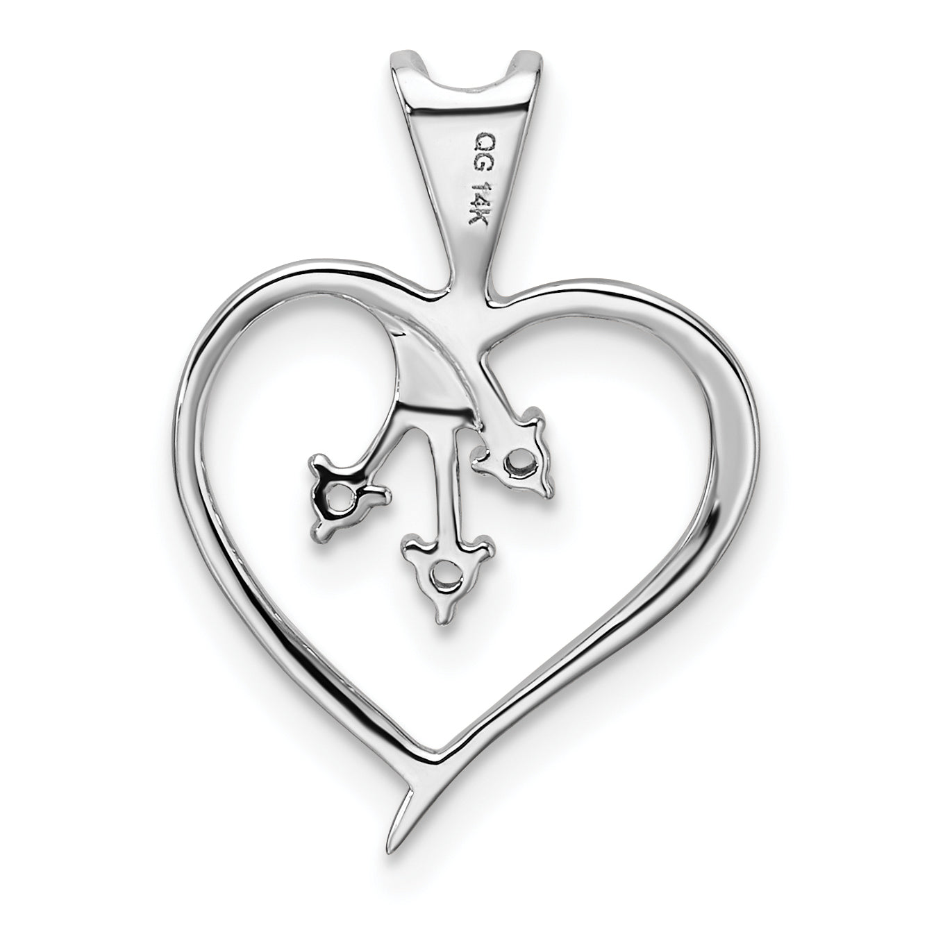 14k White Gold Heart Pendant Mounting