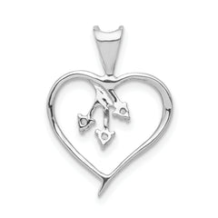 14k White Gold Diamond Heart Pendant