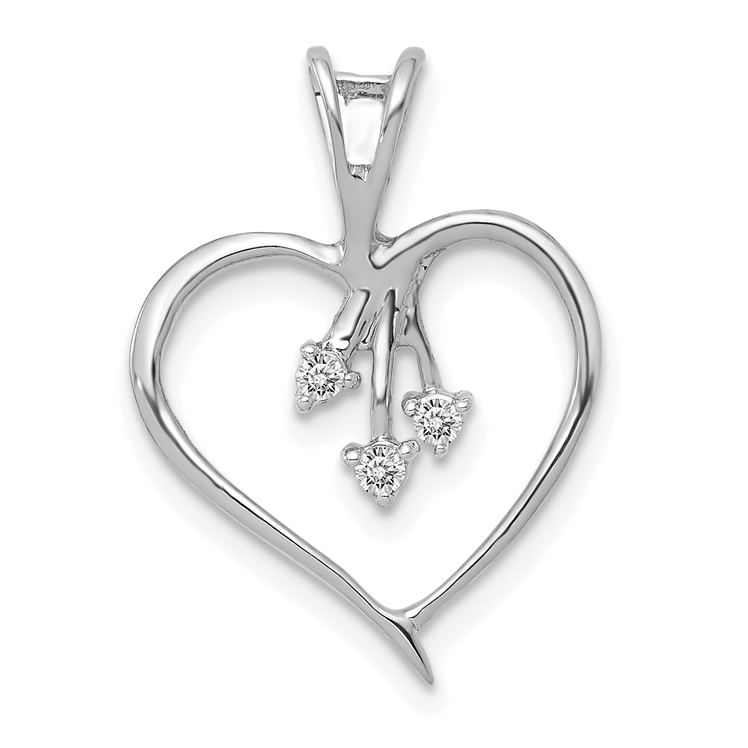 14k White Gold Diamond Heart Pendant