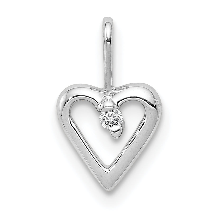 14k White Gold .02ct. Diamond Heart Pendant