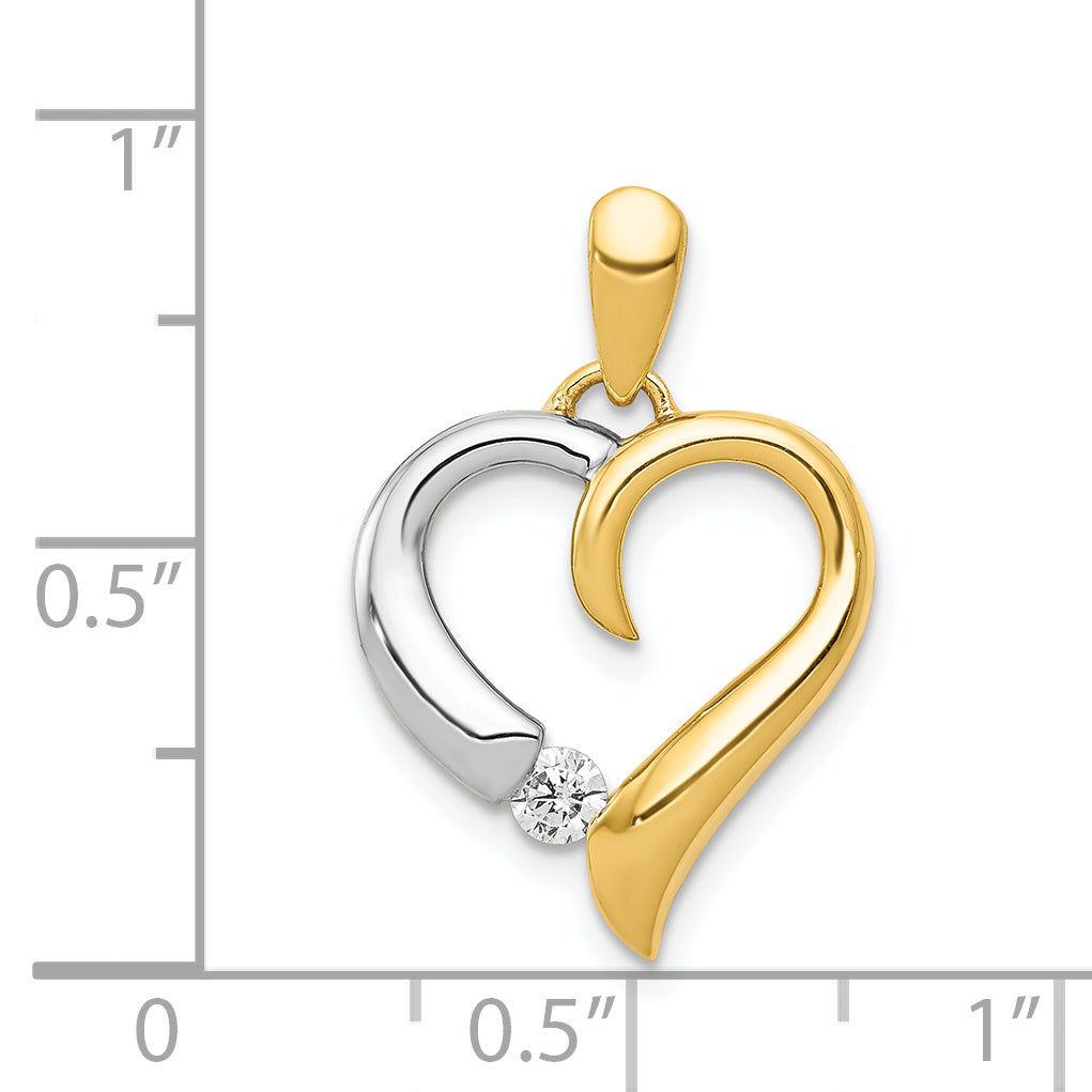 14k Two-tone 1/15ct. Diamond Heart Pendant