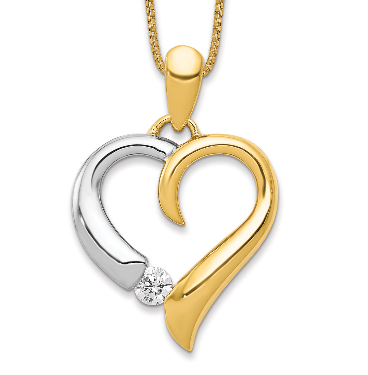 14k Two-tone 1/15ct. Diamond Heart Pendant