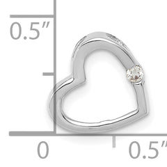 14k White Gold AA Diamond Heart Chain Slide