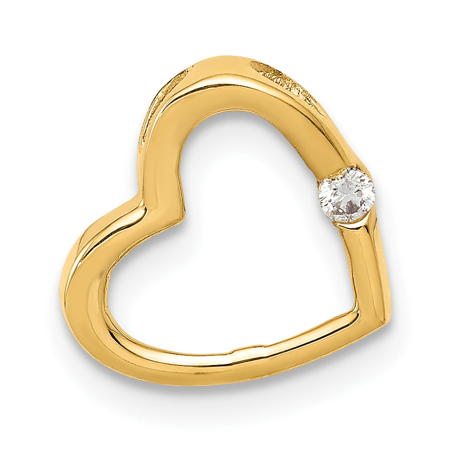 14k AA Diamond Heart Chain Slide