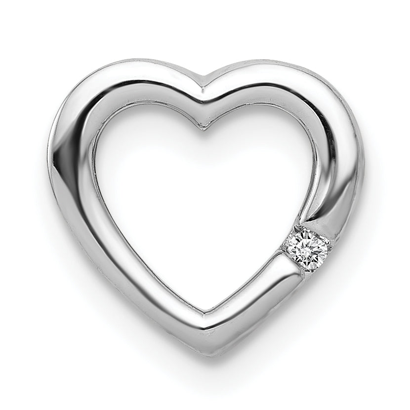 10k White Gold .01ct. Diamond Heart Chain Slide