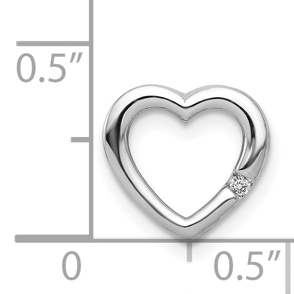 14k White Gold .01ct. Diamond Heart Chain Slide