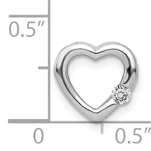 14k White Gold 1/20ct. Diamond Heart Chain Slide