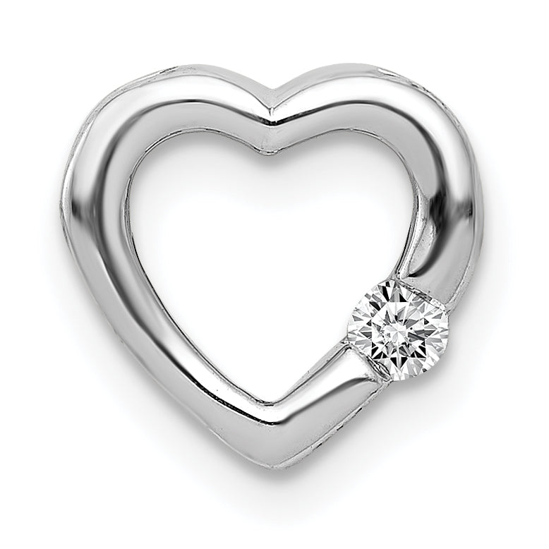 14k White Gold 1/20ct. Diamond Heart Chain Slide